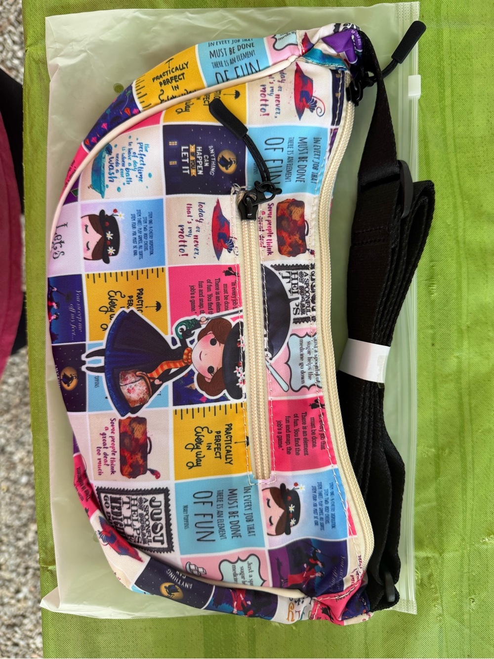 Printed Multi-Color Crossbody Bag with Cartoon Patchwork Design